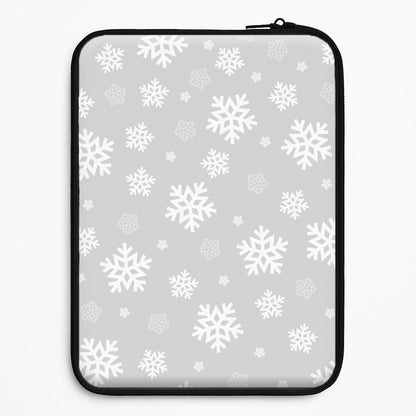 Grey Snowflake Pattern Universal Laptop Sleeve