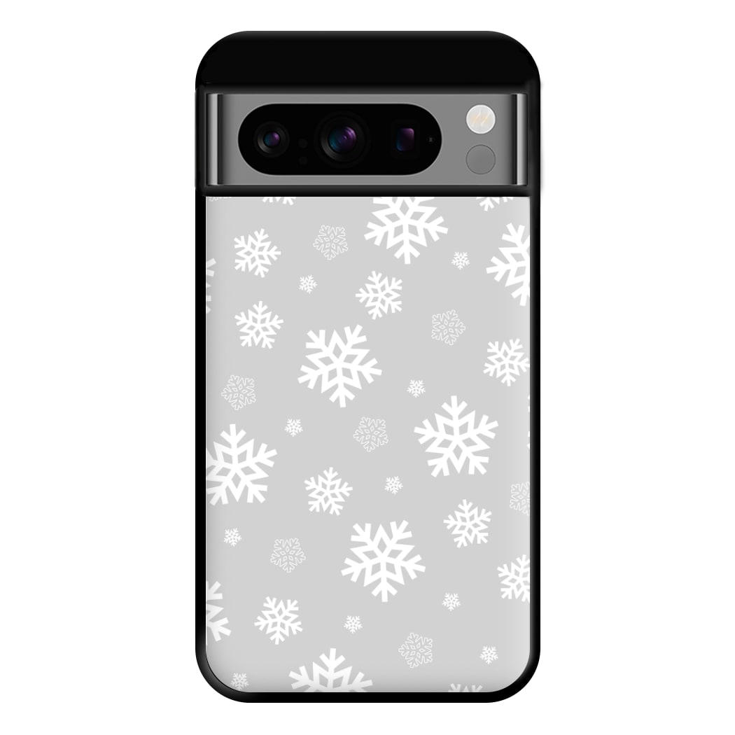 Grey Snowflake Pattern Phone Case for Google Pixel 8 Pro