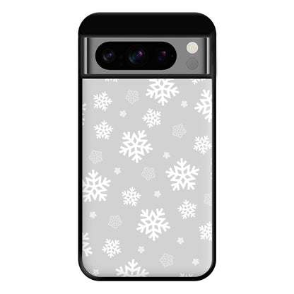 Grey Snowflake Pattern Phone Case for Google Pixel 8 Pro