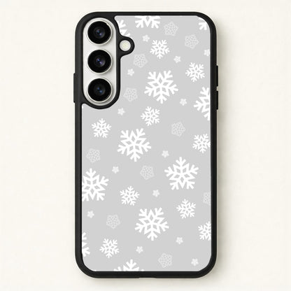 Grey Snowflake Pattern Phone Case for Galaxy S26 Plus