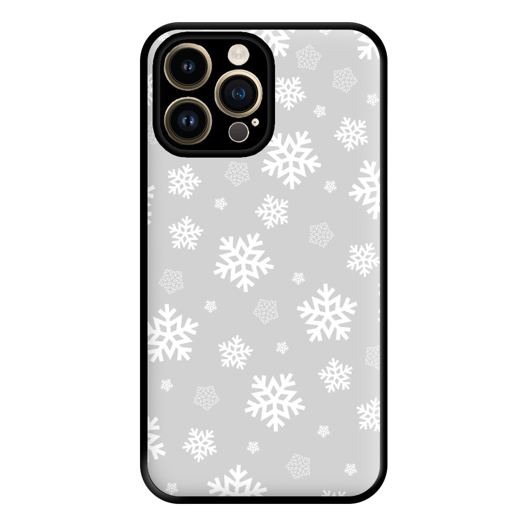 Grey Snowflake Pattern Phone Case for iPhone 14 Pro Max