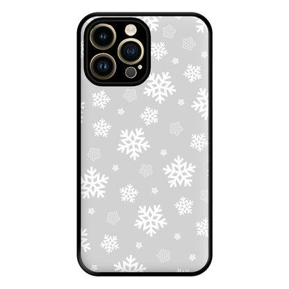 Grey Snowflake Pattern Phone Case for iPhone 14 Pro Max