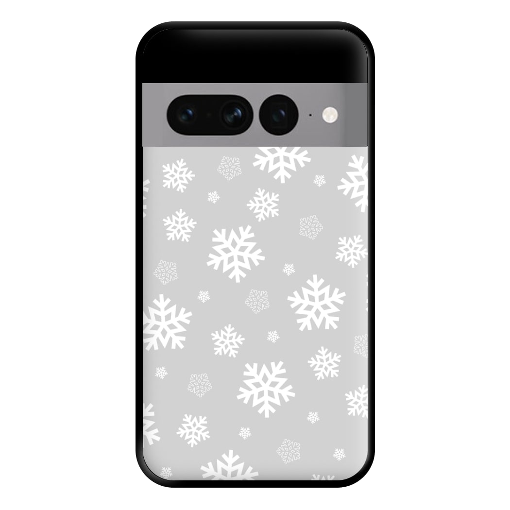 Grey Snowflake Pattern Phone Case for Google Pixel 7 Pro