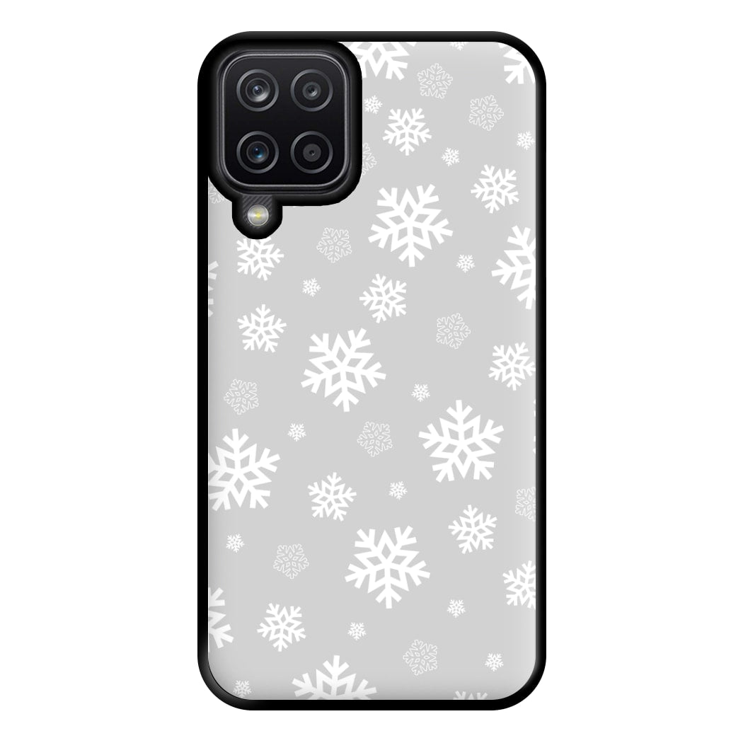 Grey Snowflake Pattern Phone Case for Galaxy A12