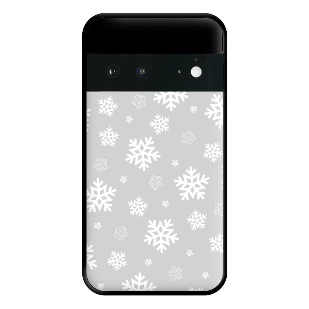 Grey Snowflake Pattern Phone Case for Google Pixel 6a