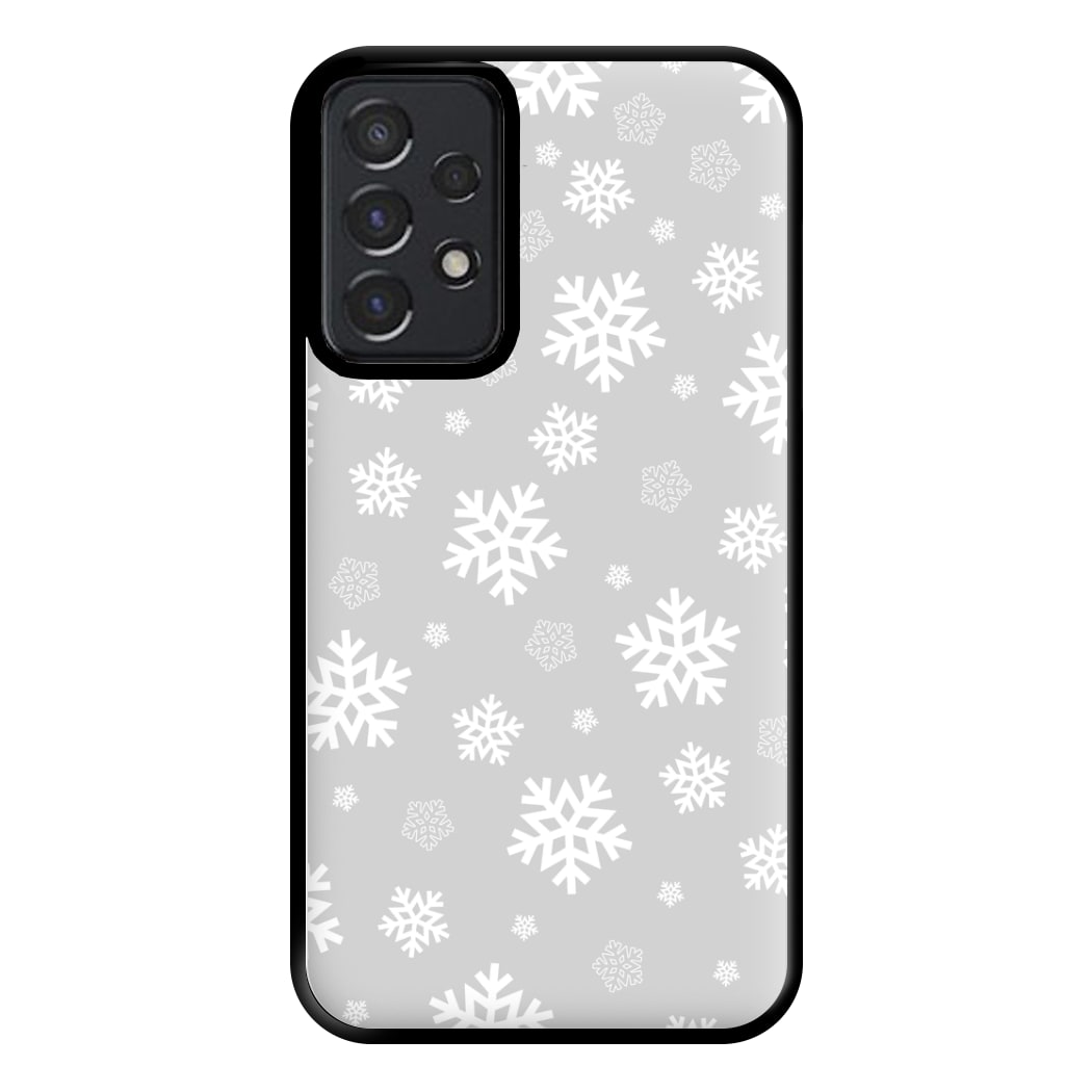 Grey Snowflake Pattern Phone Case for Galaxy A52 / A52s