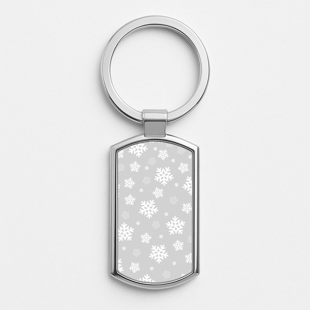 Grey Snowflake Pattern Silver Keyring