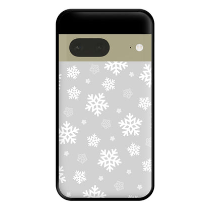 Grey Snowflake Pattern Phone Case for Google Pixel 7a