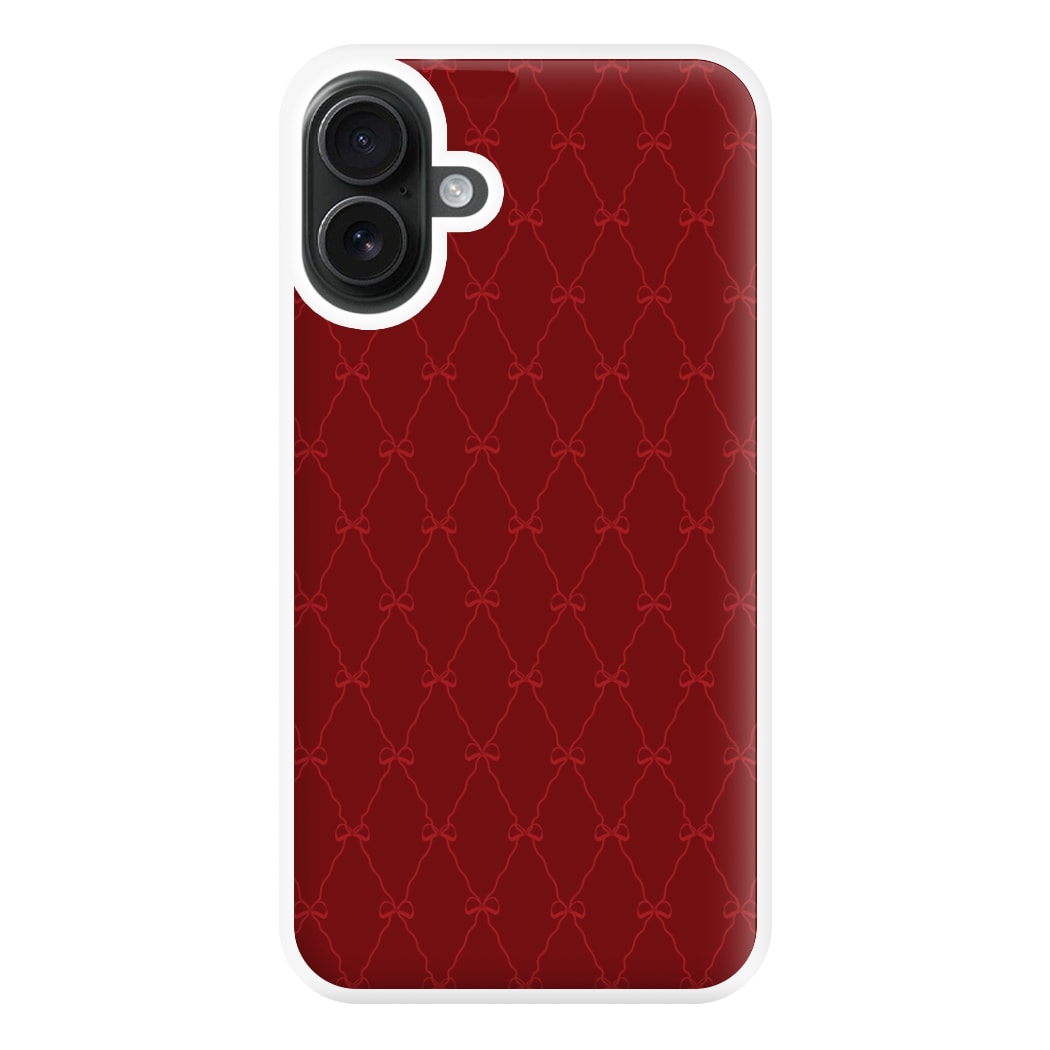 Red Bow Pattern Phone Case for iPhone 16 Plus