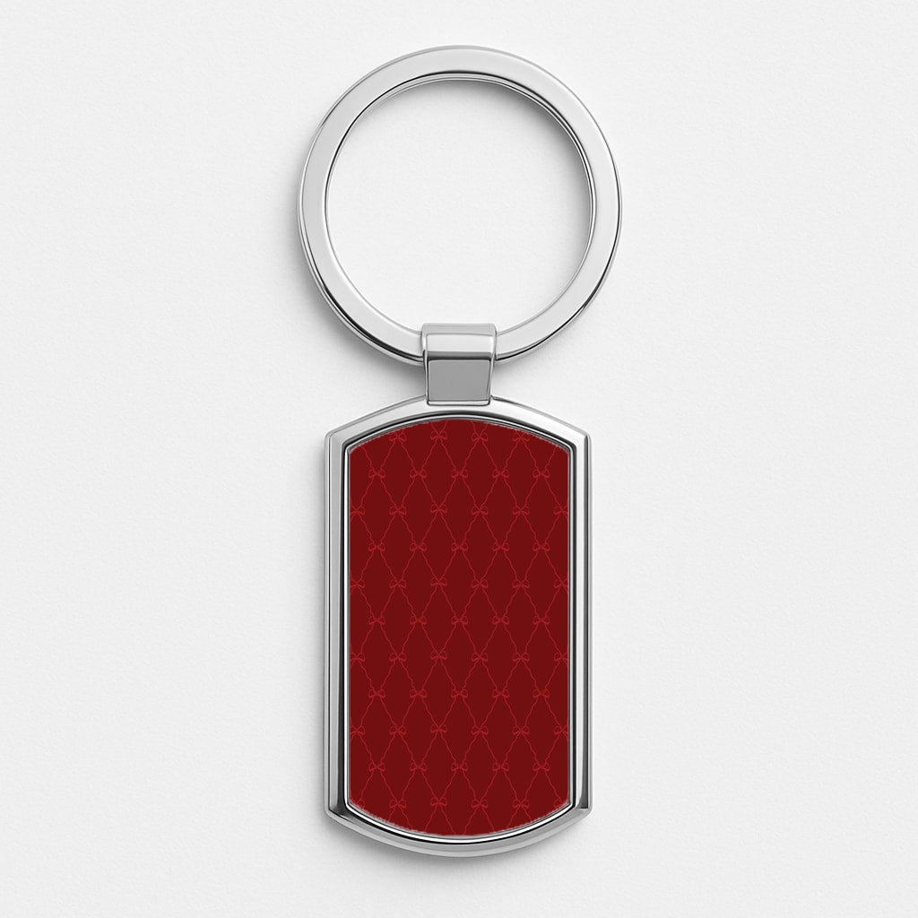 Red Bow Pattern Silver Keyring