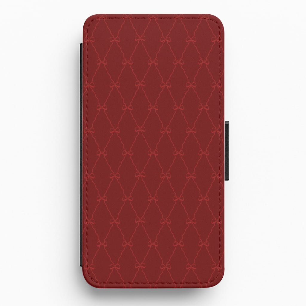 Red Bow Pattern Flip / Wallet Phone Case