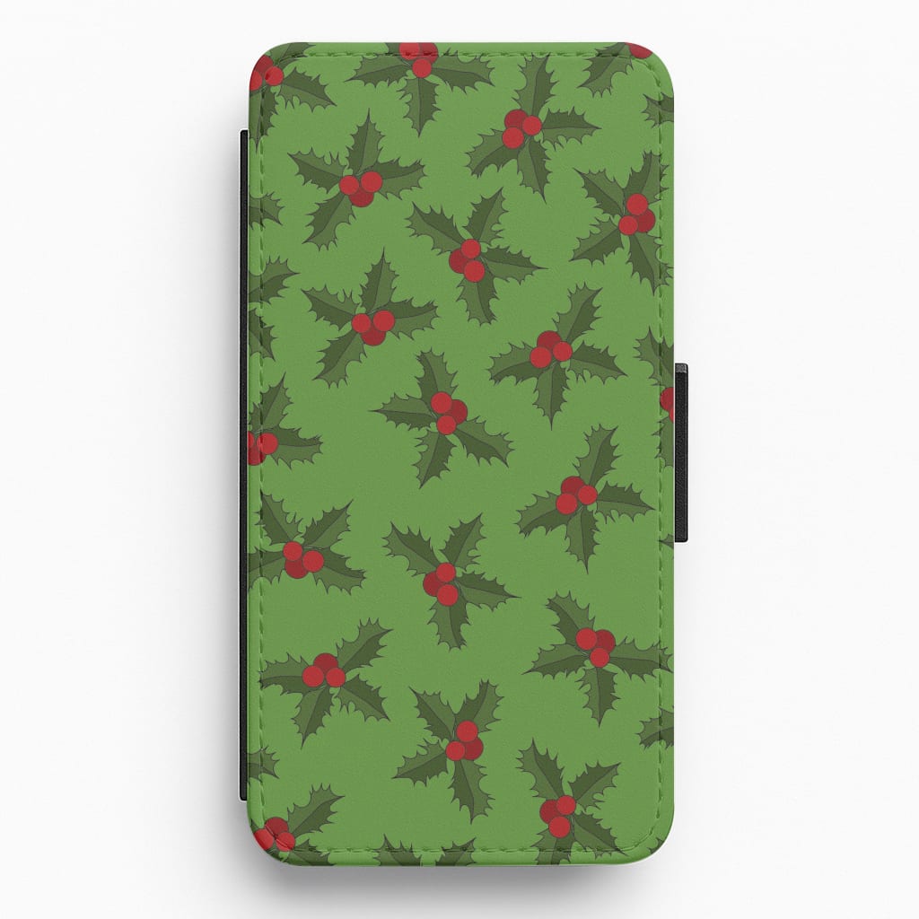 Holly Pattern Flip / Wallet Phone Case
