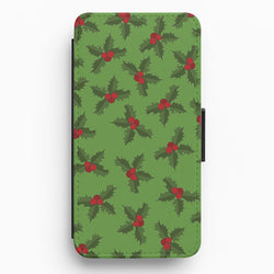 Holly Pattern Flip / Wallet Phone Case