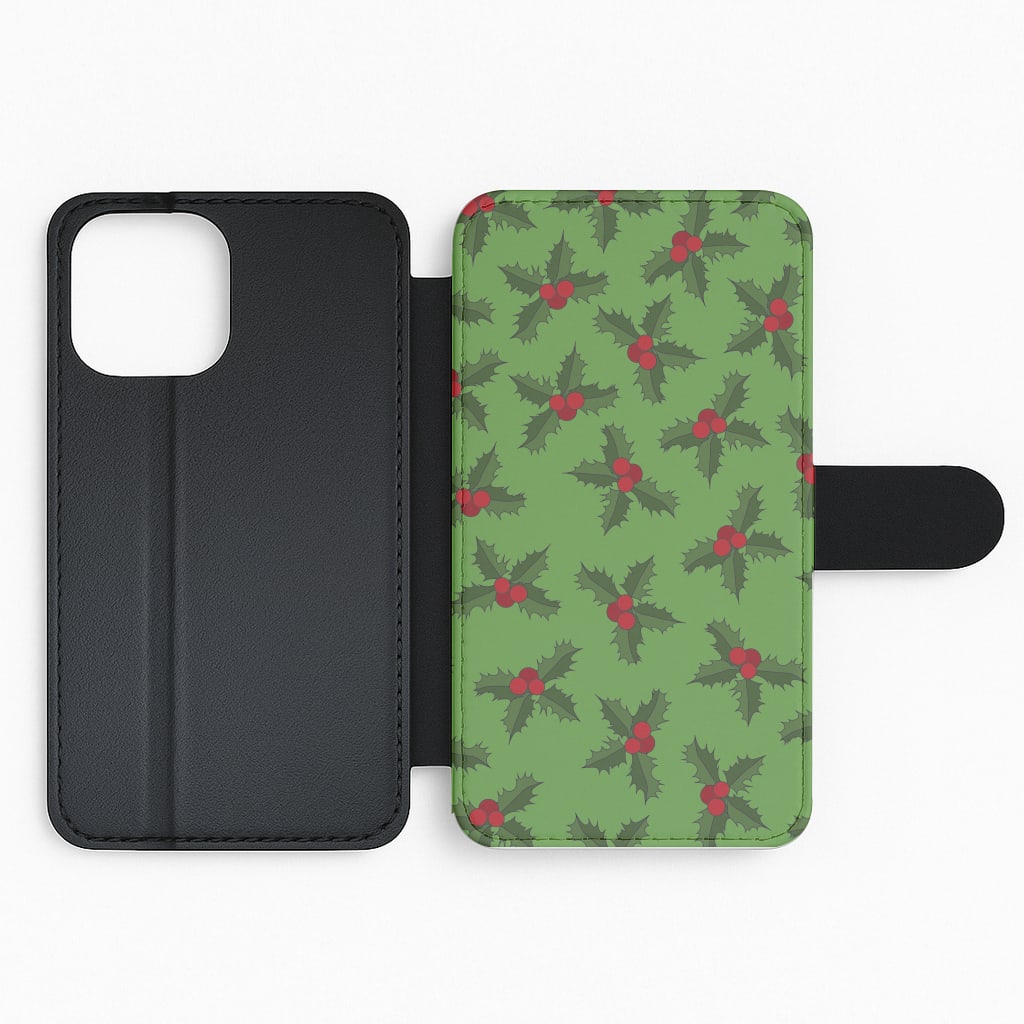 Holly Pattern Flip Phone Case