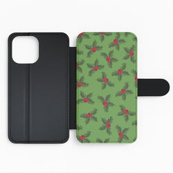 Holly Pattern Flip Phone Case