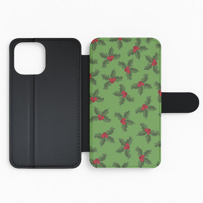Holly Pattern Flip Phone Case