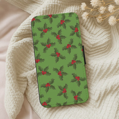 Holly Pattern Wallet Phone Case