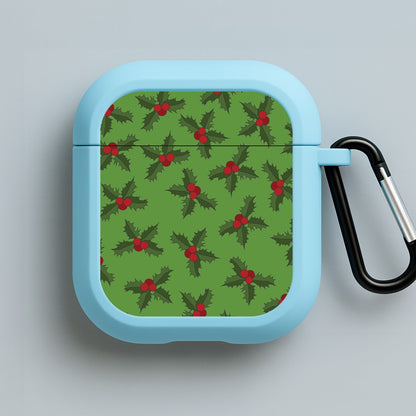 Holly Pattern Blue AirPods Case