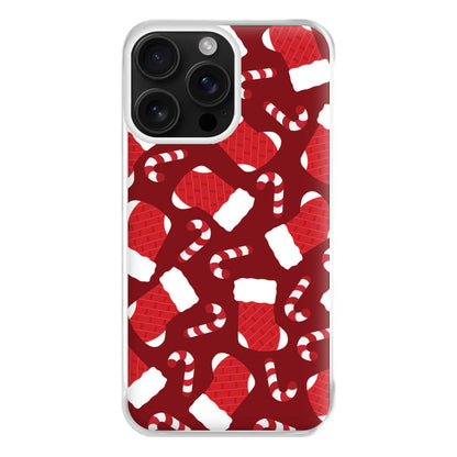 Red Stocking Pattern Phone Case for iPhone 16 Pro Max