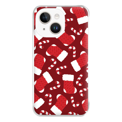 Red Stocking Pattern Phone Case for iPhone 14 Plus