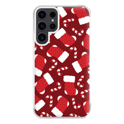 Red Stocking Pattern Phone Case for Galaxy S23 Ultra