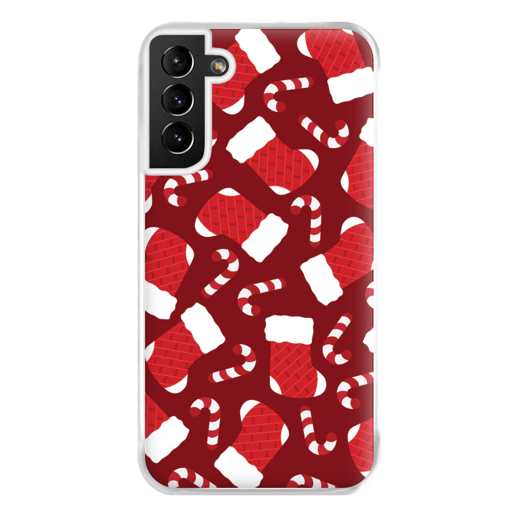 Red Stocking Pattern Phone Case for Galaxy S21 Plus