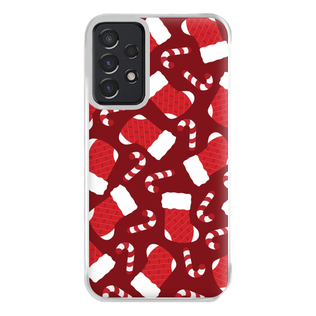 Red Stocking Pattern Phone Case for Galaxy A52 / A52s