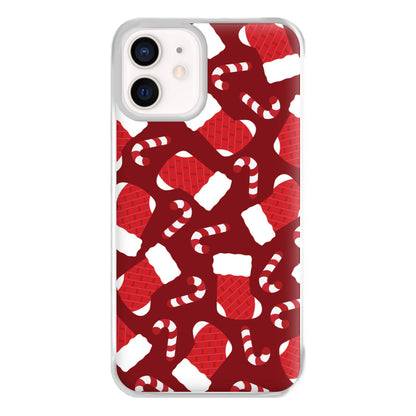 Red Stocking Pattern Phone Case for iPhone 12 Mini