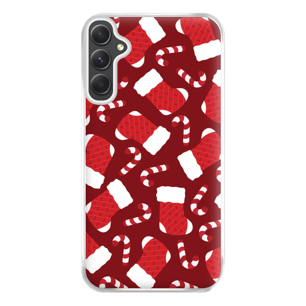 Red Stocking Pattern Phone Case for Galaxy A34