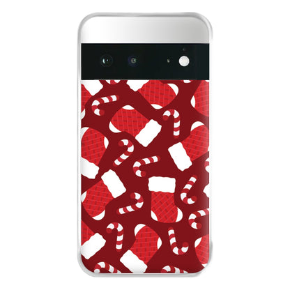 Red Stocking Pattern Phone Case for Google Pixel 6a