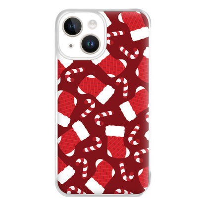 Red Stocking Pattern Phone Case for iPhone 14