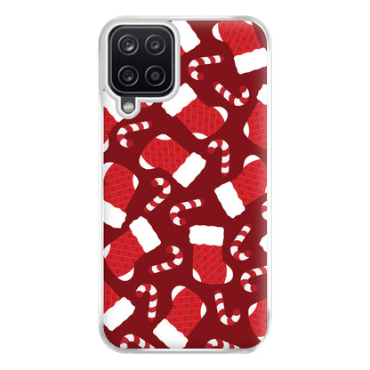 Red Stocking Pattern Phone Case for Galaxy A12