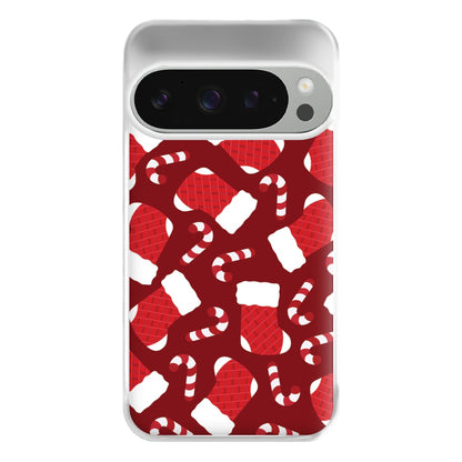 Red Stocking Pattern Phone Case for Google Pixel 9 Pro XL