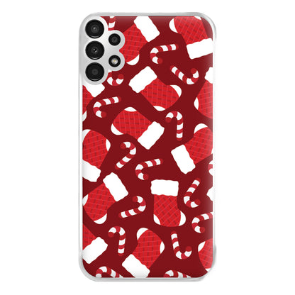 Red Stocking Pattern Phone Case for Galaxy A13