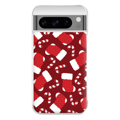 Red Stocking Pattern Phone Case for Google Pixel 8 Pro