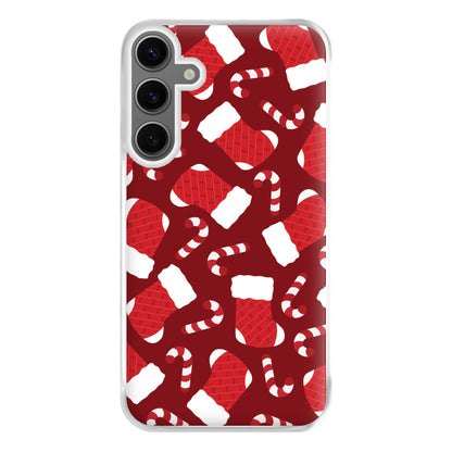 Red Stocking Pattern Phone Case for Galaxy S24FE