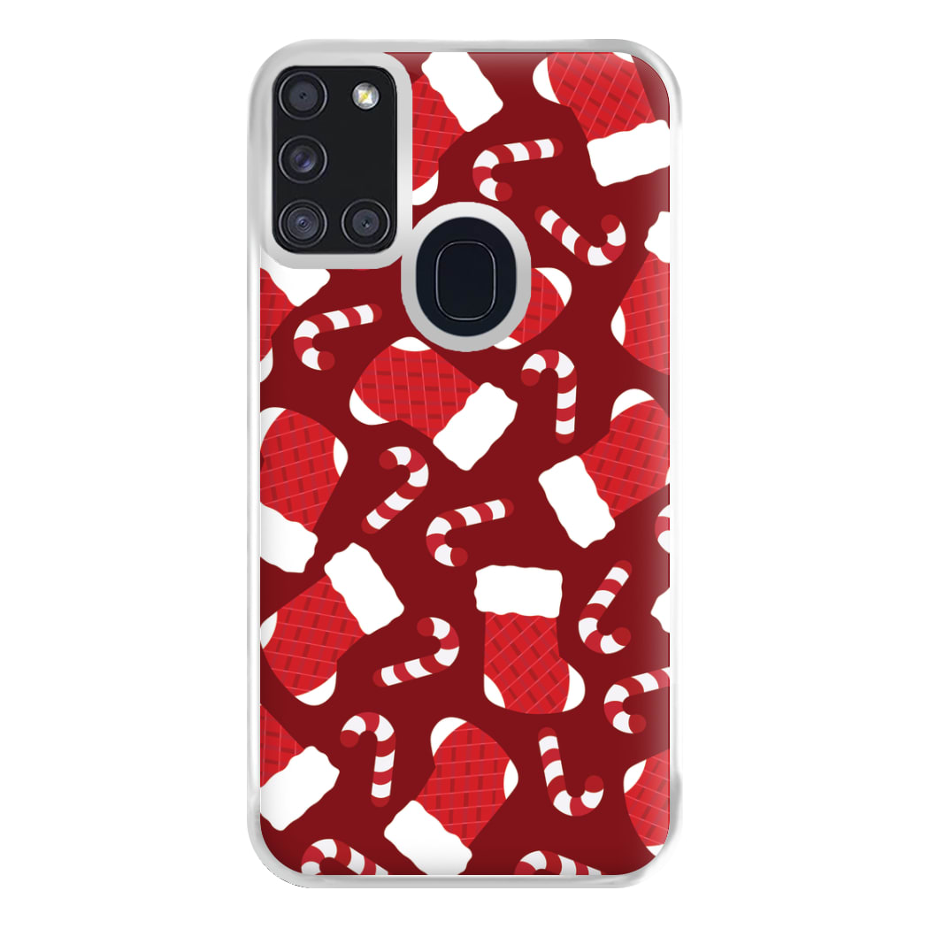 Red Stocking Pattern Phone Case for Galaxy A21s