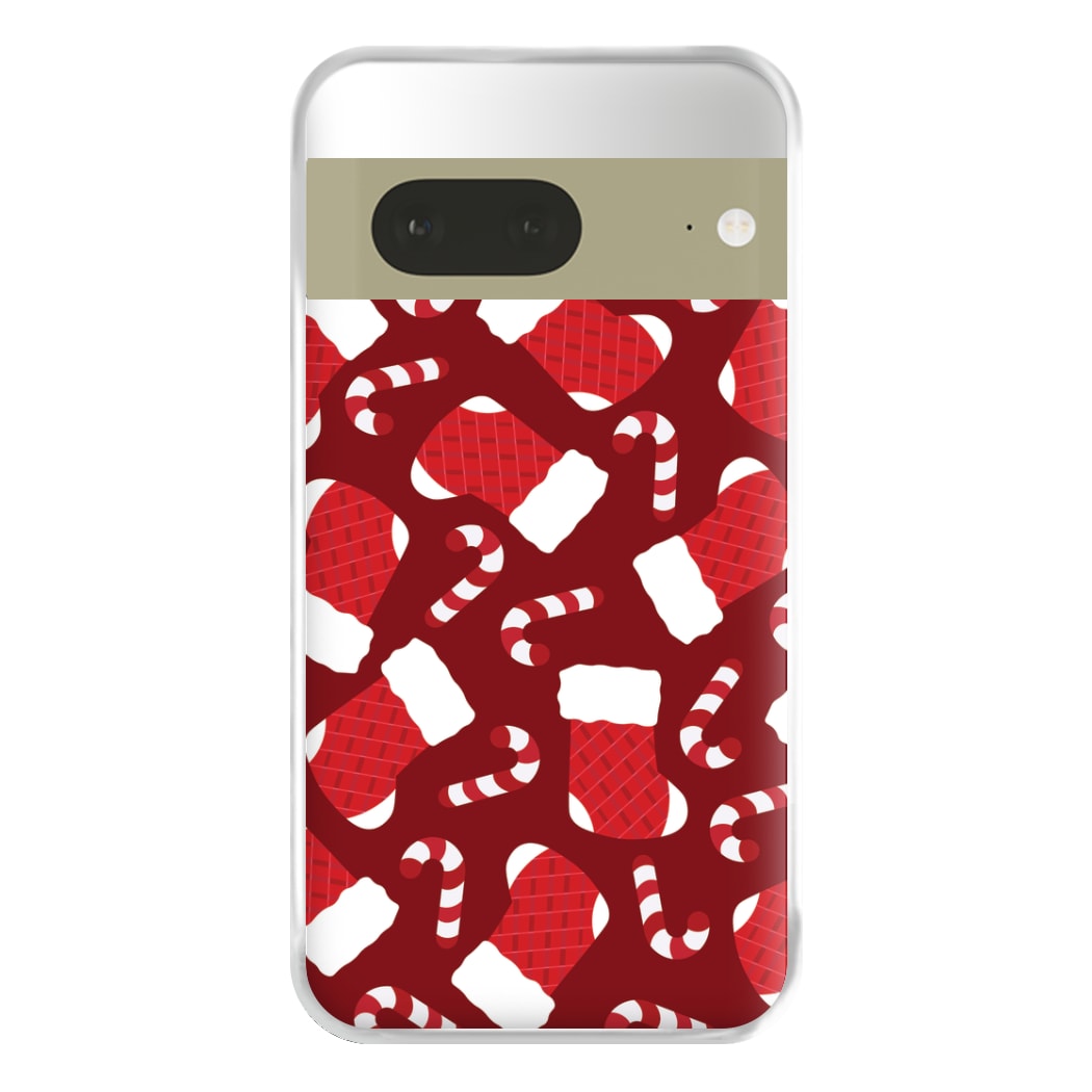 Red Stocking Pattern Phone Case for Google Pixel 7a