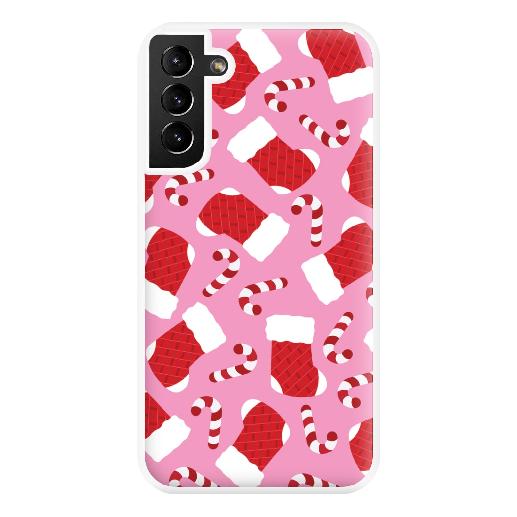 Pink Stocking Pattern Phone Case for Galaxy S21 Plus