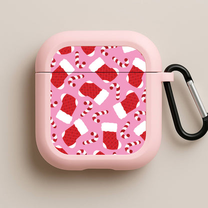 Pink Stocking Pattern Pink AirPods Case