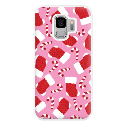 Pink Stocking Pattern Phone Case for Galaxy S9 Plus