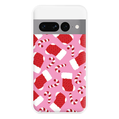 Pink Stocking Pattern Phone Case for Google Pixel 7 Pro