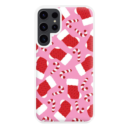 Pink Stocking Pattern Phone Case for Galaxy S23 Ultra