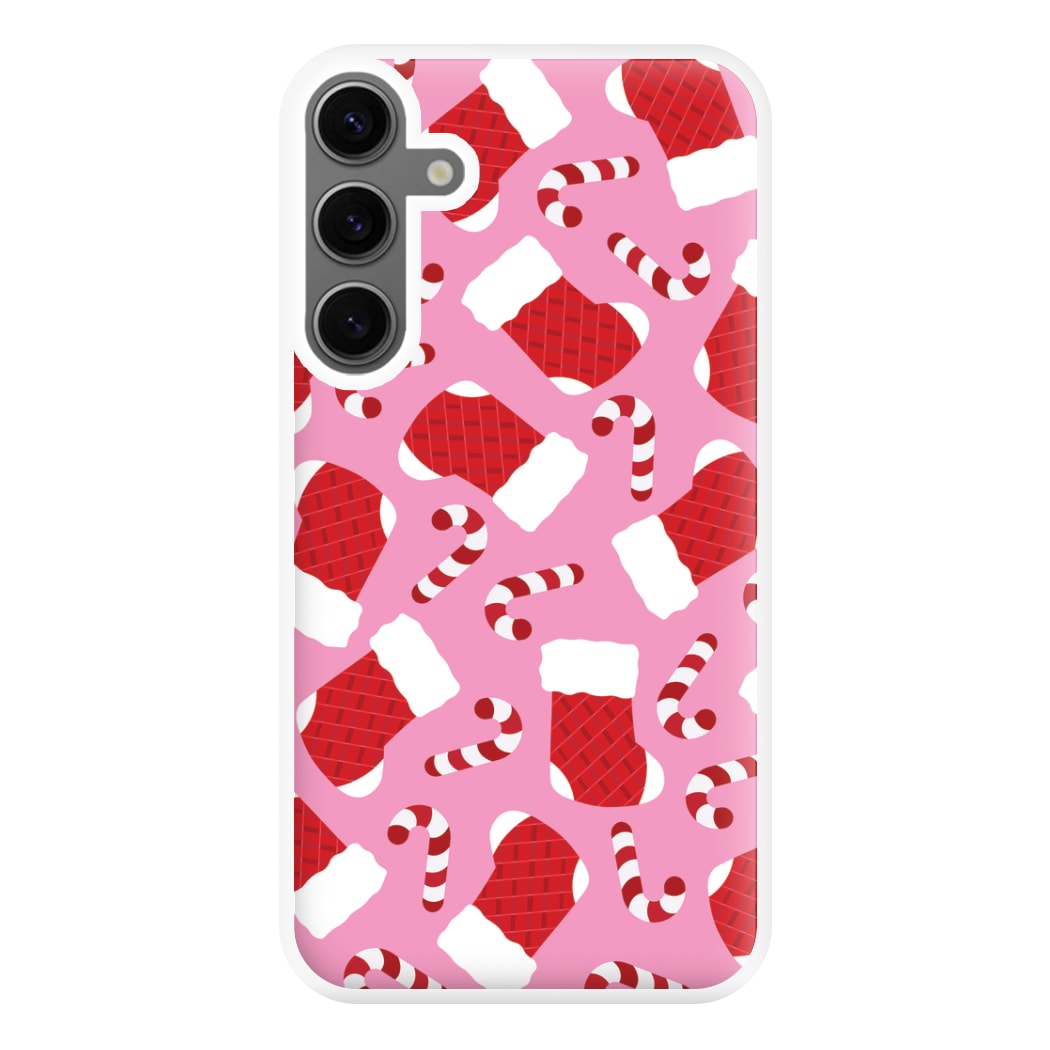 Pink Stocking Pattern Phone Case for Galaxy S24FE