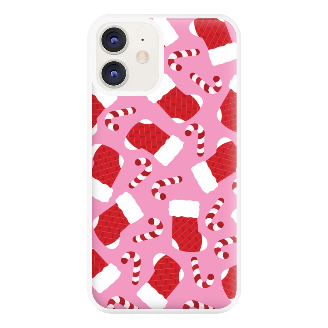 Pink Stocking Pattern Phone Case for iPhone 12 / 12 Pro