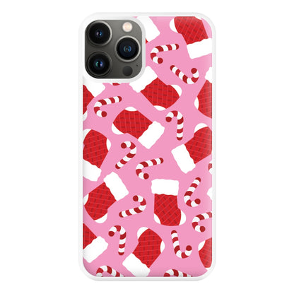 Pink Stocking Pattern Phone Case for iPhone 13 Pro Max