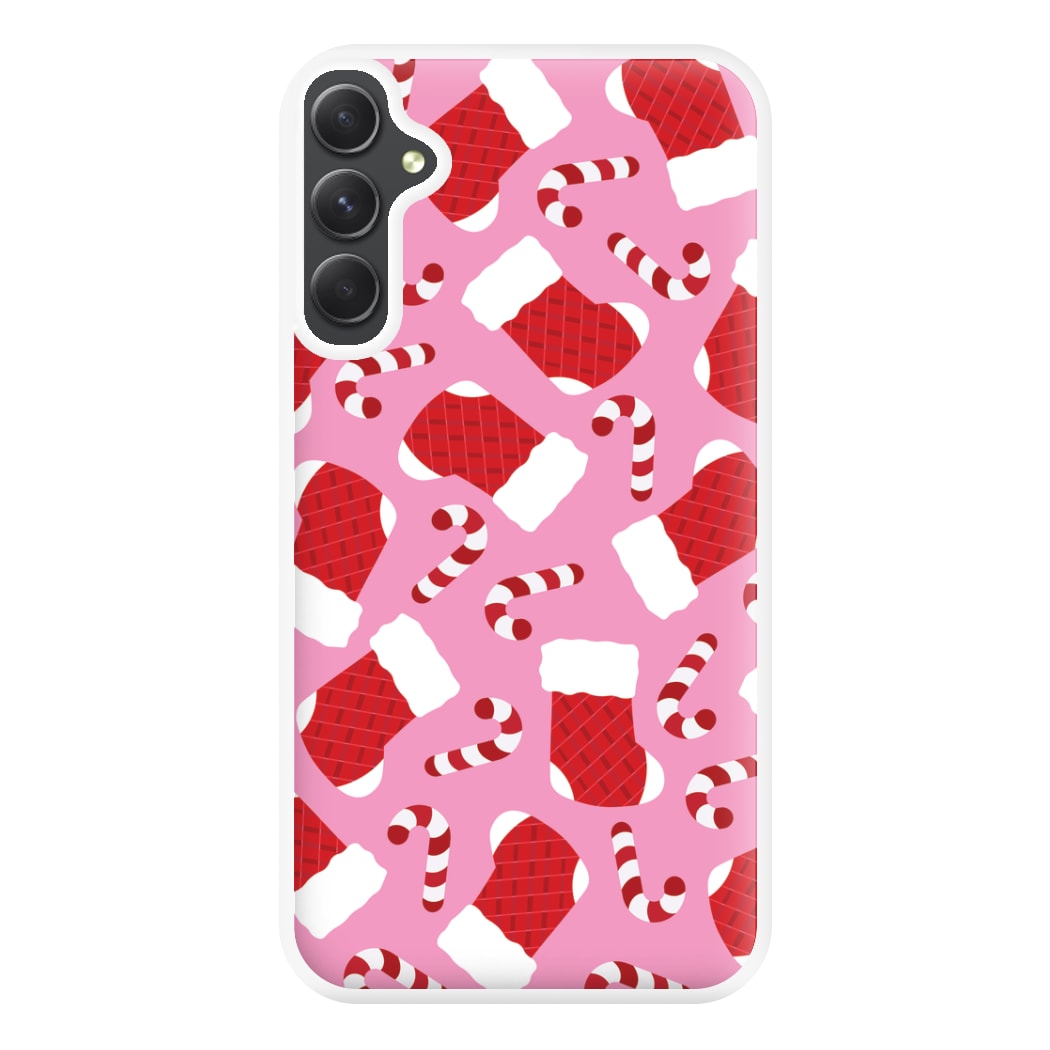 Pink Stocking Pattern Phone Case for Galaxy A34