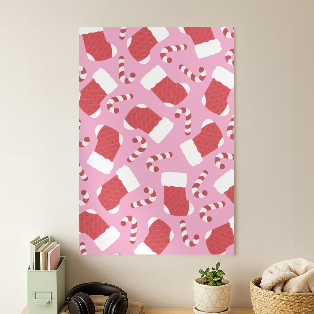 Pink Stocking Pattern Poster