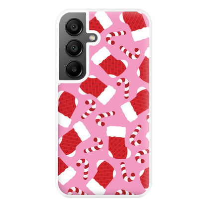 Pink Stocking Pattern Phone Case for Galaxy A55