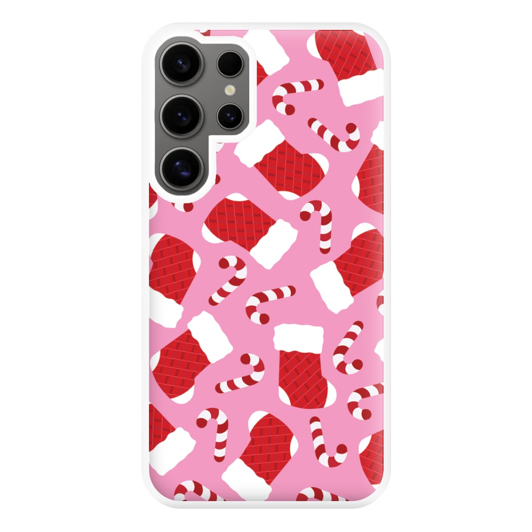 Pink Stocking Pattern Phone Case for Galaxy S24 Ultra